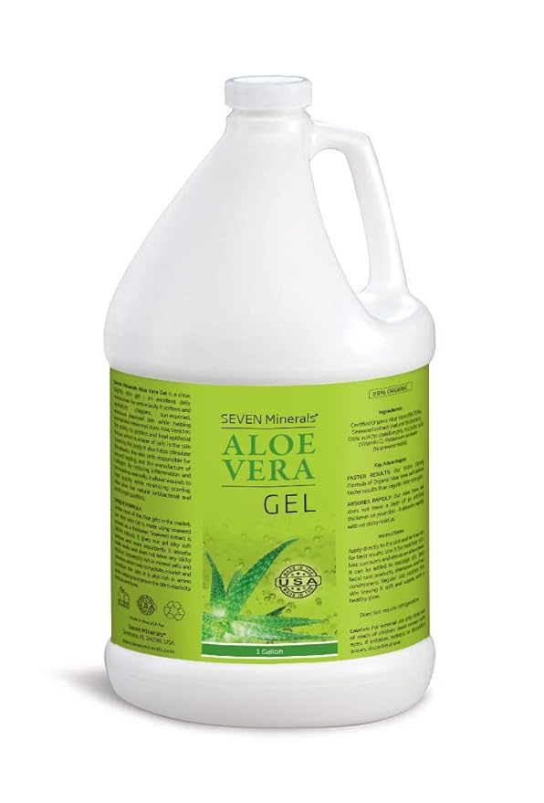 Organic Aloe Vera Gel from freshly cut 100% Pure Aloe - 1 Gallon - HighestQuality, Texas grown, Vegan, Unscented - For Face, Skin, Hair, Sunburn relief - Bulk DIY (128 Fl Oz)