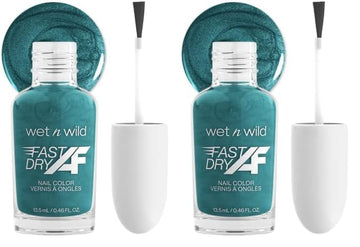 wet n wild Fast Dry AF Nail Polish Color, Glitter Blue Mermaids Do Exist | Quick Drying - 40 Seconds | Long Lasting - 5 Days, Shine (Pack of 2)