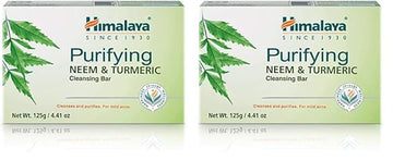 Himalaya Purifying Neem & Turmeric Cleansing Bar for Clean and Healthy Looking Skin, 4.41 Oz (125 gm) (Pack of 2)