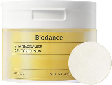 Biodance Vita Niacinamide Gel Toner Pads, Spot Correcting, Gentle Exfoliating, Evening Skin Tone, Brightening, Hydrating | 4.93 fl.oz.(140g), 60Pads