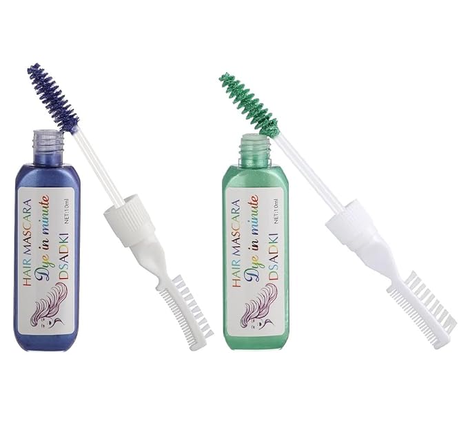 Temporary Hair Color Mascara Washable Hair Dye Stick Non-toxic Instant Hair Chalk Dye for Girls Women (Light Purple+Green)