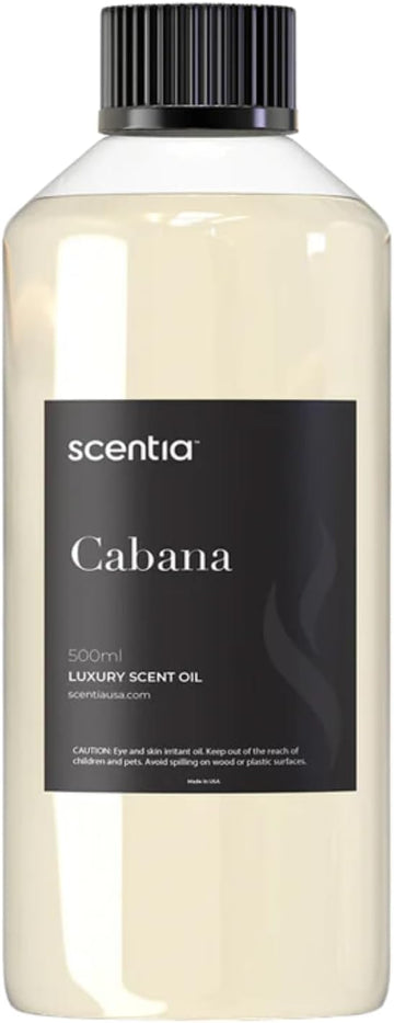 Scentia Hotel Diffuser Oil Inspired by 5-Star Hotel Scent - 500 ml 16.9 fl oz - Fragrance Oil Blend Jasmine, Bergamot Notes for Aromatherapy Diffusers and Humidifiers - Cabana, Thanksgiving Gift