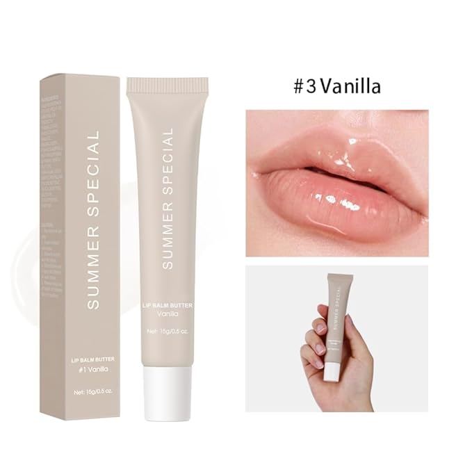 Summer Hydrating Lip Butter Balm Set - Ultra-Nourishing with Shea & Olive Butter，Soothes & Repairs Dry Lips, Non-Sticky Long-Lasting Moisture(Vanilla &Cake,Pack of 2)