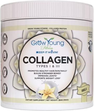 Grow Young Fitness Collagen Protein - Vanilla, Promotes Skin, Bones, Joints, Weight Loss, Sugar Free (12.41 oz) (1 Pack, 20 Servings)