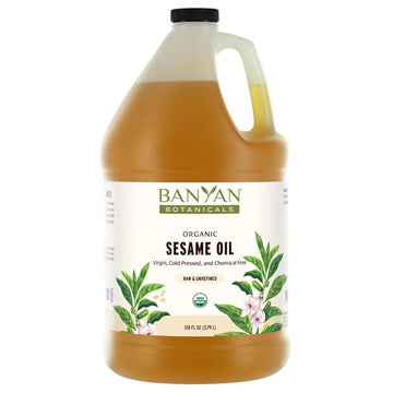 Banyan Botanicals Sesame Oil – Organic & Unrefined Ayurvedic Oil for Skin, Hair, Oil Pulling & More – Multiple Sizes – 128oz. – Non GMO Sustainably Sourced Vegan