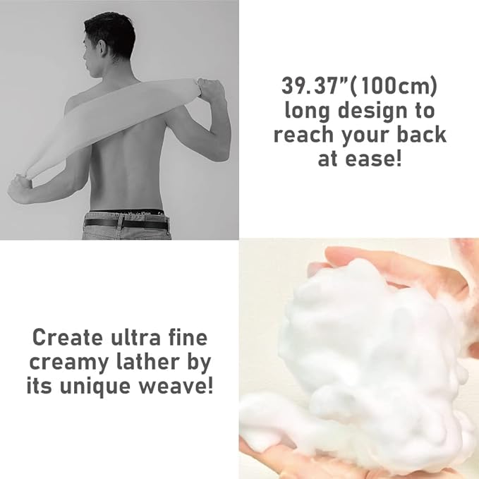 Extra Rough, Exfoliating Washcloth [Made in Japan] Exfoliating Towel Special Texture Makes Fluffy Foam Lather, Back Scrubber, Dead Skin Cell Remover [Loofah for Women and Men] (Green)