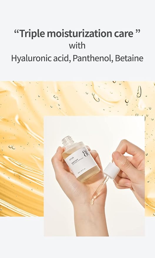 Anua Heartleaf 80 Soothing Ampoule, Hydration Facial Serum for Glass Skin, Panthenol, Hyaluronic Acid, Non-Greasy, Gentle Formula, Lightweight Essence, Vegan, Korean Skin Care, 30ml/1.01 fl.oz