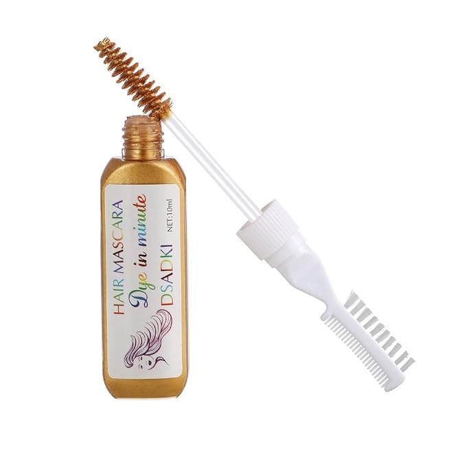 Temporary Hair Color Mascara Washable Hair Dye Stick Non-toxic Instant Hair Chalk Dye for Girls Women (Gold)