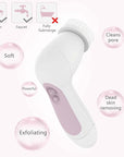 Waterproof Facial Cleansing Spin Brush Set with 5 Exfoliating Brush Heads - Electric Face Scrubber Cleanser Brush by CLSEVXY - Face Brush for Gentle Exfoliation and Deep Scrubbing