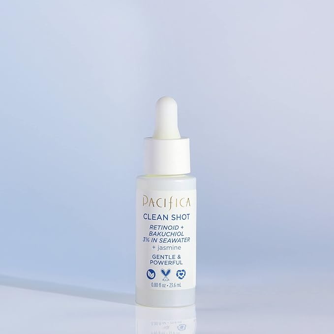 Face Serum by Pacifica - Clean Shot Retinoid 3% Solution with Bakuchiol – Anti-Aging Facial Serum with Advanced Retinoid Complex for Fine Lines & Wrinkles, Vegan & Cruelty-Free, 0.8 oz
