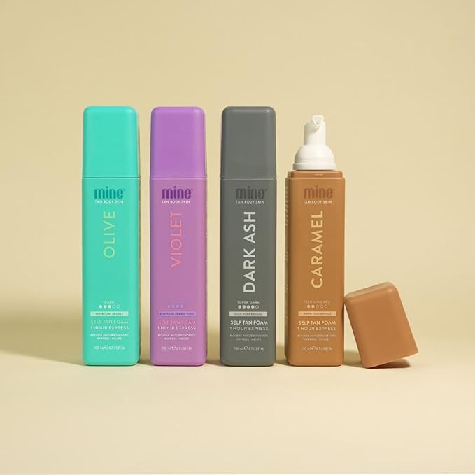 Minetan Olive Self Tan Foam | Color Base Collection - Dark Olive Bronze Finish, 1 Hour Express, Face & Body Fake Tanner, Complements All Skintones, Vegan & Paraben Free, 6.7 Fl Oz