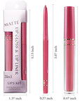 evpct 2Pcs Nude Pink Matte Lip Liner and Lipstick Lip Gloss Stains Pencils Set for Women Long Lasting Waterproof