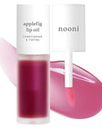 NOONI Korean Lip Oil - Applefig | Long-Lasting, Moisturizing, Plumping, Revitalizing for Dry Lips, Waterproof, No Peel Off, Hydrating, Nourishing Crystal Clear, 0.12 FL Oz