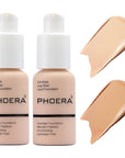 2 Pack PHOERA Foundation,Flawless Soft Matte 24 HR Oil Control Concealer Makeup,Full Coverage Foundation for Women and Girls (102 Nude+104 Buff Beige)
