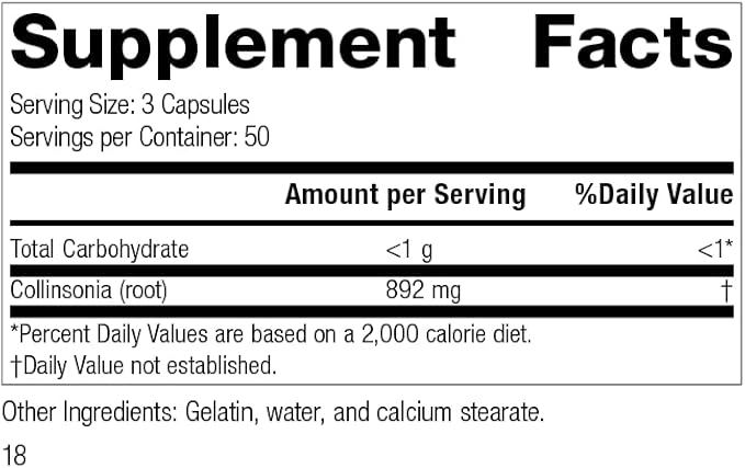 Standard Process Collinsonia Root - Whole Food Vascular Supplement, Digestive Health, Bladder Support, Digestion, and Kidney Support with Collinsonia Root -150 Capsules