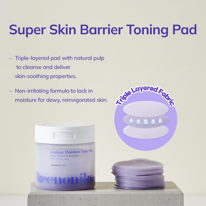 Moisturizing Toner Pads for Face - Azulene Moisturizer Facial Essence & Hydrating Sheet Masks Pads Helps Skin Barrier, Hydrating Skincare for Dry, Sensitive Skin Toner - 80ea (5.07 Oz)