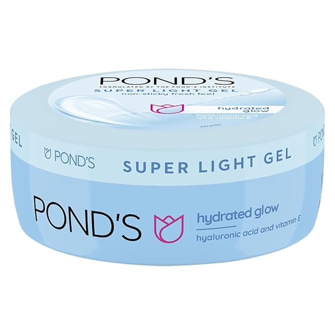 ponds Super Light Gel Oil Free Face Moisturizer 100 ml, With Hyaluronic Acid & Vitamin E for Fresh Glowing Skin & 24 hr Hydration - Daily Use