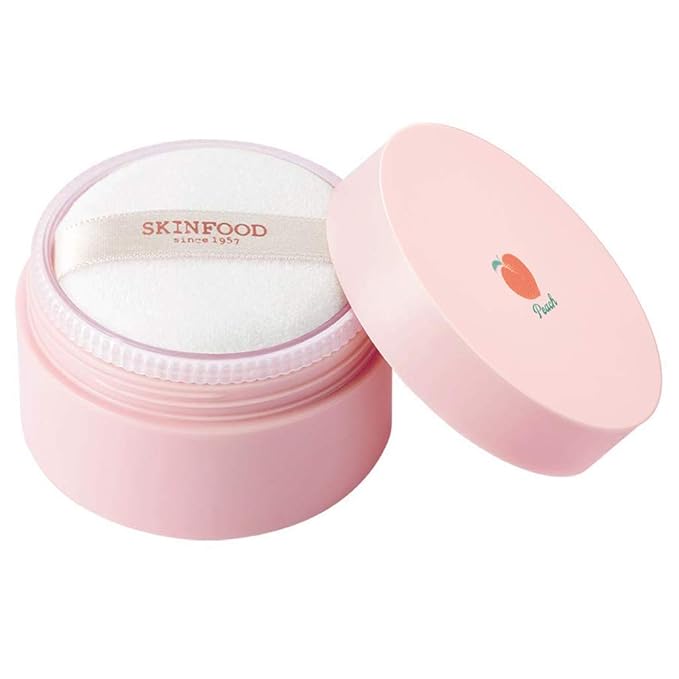 SKINFOOD Peach Cotton Multi Finish Powder 15g - Extract & Calamin Contained Sebum Control Silky Powder for Oily Skin, Stocking Stuffers, Sweet Peach Scent with Baby Skin