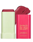 Soft Creamy Blush Stick,On-the-Go Blush,2-in-1 Cheek and Lip Tint,Waterproof Hydrating Solid Natural Moisture Smooth Blendable Matte Finish Face Blush Makeup,02 hot red