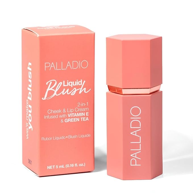 Palladio Liquid Blush for Cheeks & Lips 2-in-1 Makeup Face Blush, Weightless Cream Formula, Smudge Proof Long-Wearing Pigmented Blush, Natural Look Makeup Face Blushes, Dewy Finish, Rose Cloud