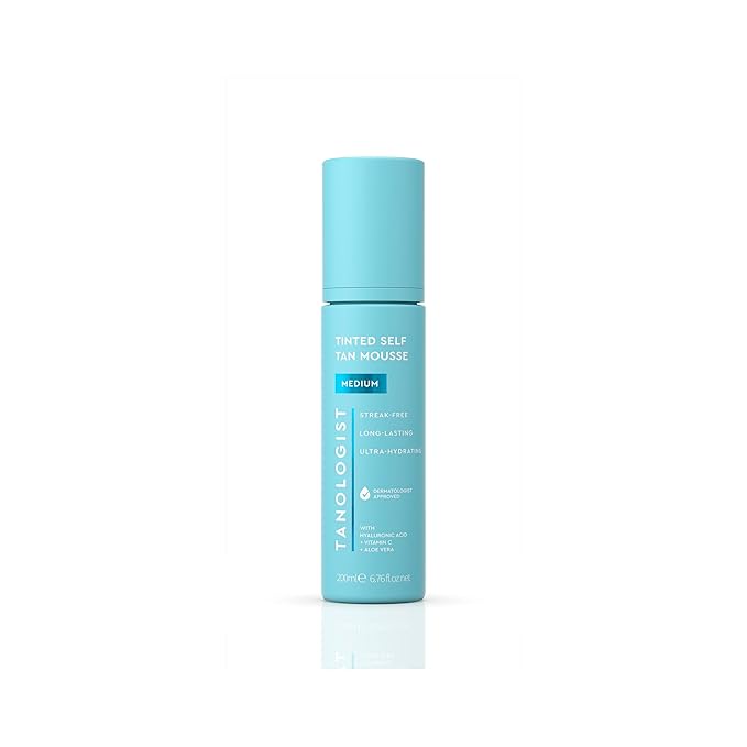 Tanologist Medium Self Tan Mousse, Tinted Self-Tanning Mousse, Streak-Free, Natural Glow, No Fake Tan Smell Or Orange Tone, Long Lasting, Clean Ingredients, Vegan, 6.76 fl. oz/200 ml Bottle