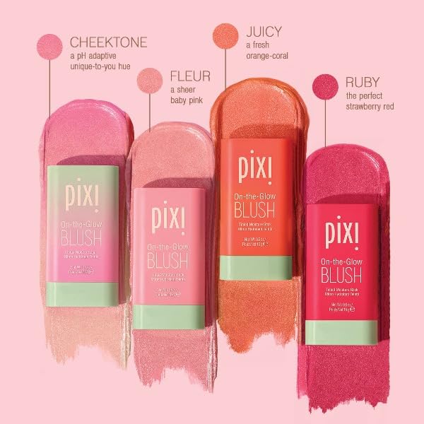 Pixi Beauty Beaming Bliss On-the-Glow Trio | Hydrating Tinted Moisture Stick Blush, Bronzer, and Highlighter Set | Travel Size, Vegan, and Paraben-Free