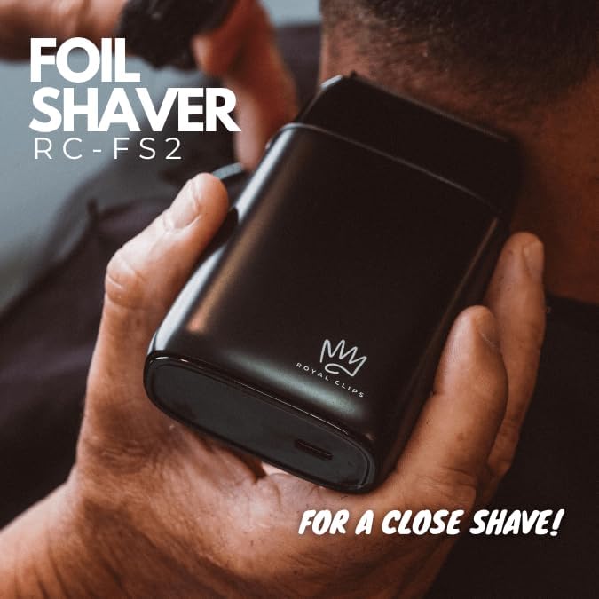 Royal Clips - Fade Kit 2.0 Foil Shaver - Professional Hair Shaver for Men - Three Blade Design for Close Shave- Cordless & Rechargeable - Hypoallergenic Blades - LCD Screen (Black)