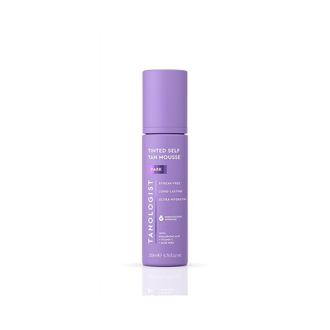Tanologist Dark Self Tan Mousse, Tinted Self-Tanning Mousse, Streak-Free, Natural Glow, No Fake Tan Smell Or Orange Tone, Long Lasting, Clean Ingredients, Vegan, 6.76 fl. oz/200 ml Bottle