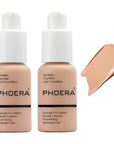 2 Pack PHOERA Foundation,Full Coverage Foundation,Concealer Foundation Full Coverage Flawless New 30ml PHOERA 24HR Matte Oil Control Concealer(103 Warm peach）
