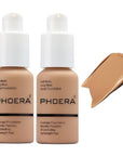 PHOERA 2 Pack Flawless Soft Matte Liquid Foundation, 24 HR Oil Control Concealer Makeup, Full Coverage Foundation for Women and Girls (105 Sand)