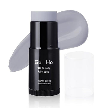 Go Ho Light Grey Face Body Paint Stick,Easily Washable Formula Gray Face Paint Stick,Non-toxic Full-coverage Cream Grey Body Paint for Adults Children Halloween Skull Zombie Goth Cosplay SFX Makeup