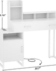 Vanity Desk, Small Vanity Desk with Power Outlet, Makeup Desk with Drawers and Cabinets, Vanity Set with Storage Shelves for Bedroom, No Mirror, White