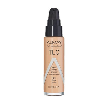 Almay Liquid Foundation, Truly Lasting Color, Long Wearing Natural Finish, Vitamin E and Lemon Extract, Hypoallergenic, Cruelty-Free, Dermatologist Tested, 120 Ivory, 1 fl oz