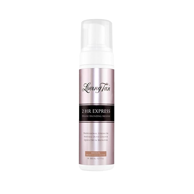 Loving Tan 2 HR Express Mousse, Medium - Streak-free, Natural Tan, Up to 5 Applications, Cruelty-Free, Dermatologist-Tested, 6.7 FL Oz