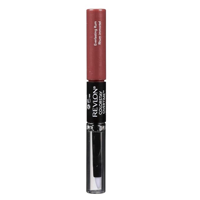 Revlon Liquid Lipstick with Clear Lip Gloss, ColorStay Overtime Lipcolor, Dual Ended with Vitamin E, 370 Everlasting Rum, 0.07 Fl Oz