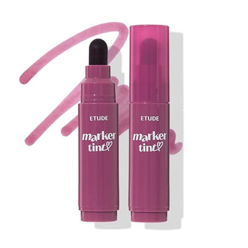 ETUDE Dear Darling Marker Tint #11 Black Currant | Hydrating & Long Lasting Lip Stain | High Pigmented Lip Maker with Easy Drawing Tip | Korean Daily Lip Tint, Korean Makeup, Kbeauty