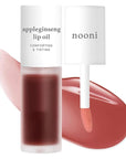 NOONI Korean Lip Oil - Appleginseng | Lip Stain, Gift, Long-Lasting, Moisturizing, Plumping, Revitalizing for Dry Lips, Waterproof, No Peel Off, Korean Lip Tint 0.12 Fl Oz