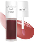 NOONI Korean Lip Oil - Applecranberry | Long-Lasting, Moisturizing, Plumping, Revitalizing for Dry Lips, Waterproof, No Peel Off, Hydrating, Nourishing Crystal Clear, 0.12 FL Oz