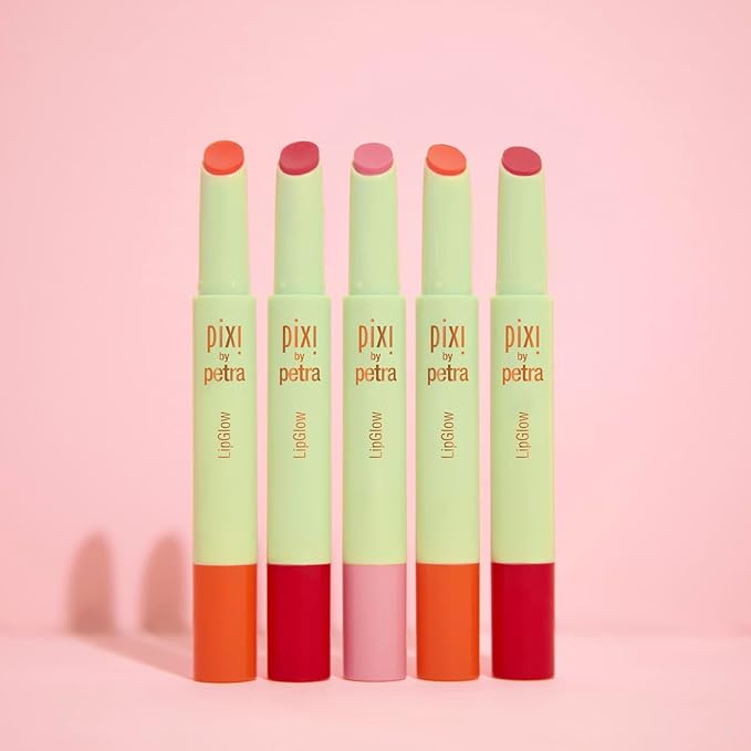 Pixi LipGlow | Sheer, Buildable Colour Lip Balm with Glossy Finish | Hydrating & Nourishing Formula for Everyday Wear | Mirror-Free Application | Ruby | 0.05 oz/ 1.5g