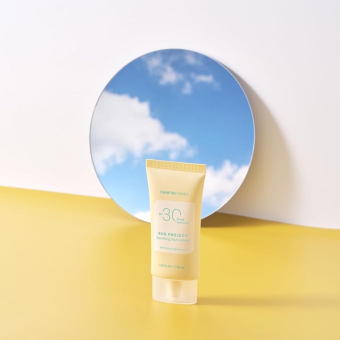 THANKYOU FARMER Sun Project Soothing Sun Lotion SPF 30 - Korean Sunscreen with Centella Asiatica - Dermatologist Tested, Broad Spectrum, Hydrating, Lightweight, No White Cast - 1.69 fl oz