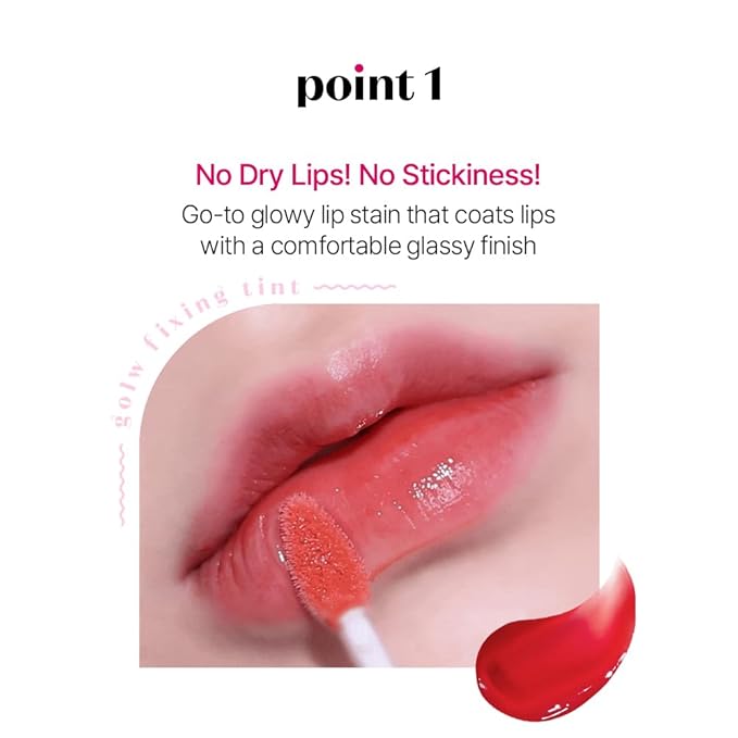 ETUDE Glow Fixing Tint #5 Mauvement | Non-sticky Glossy Shine Lip stain | Fills up with comfortable moisture | Tinting for dry lips