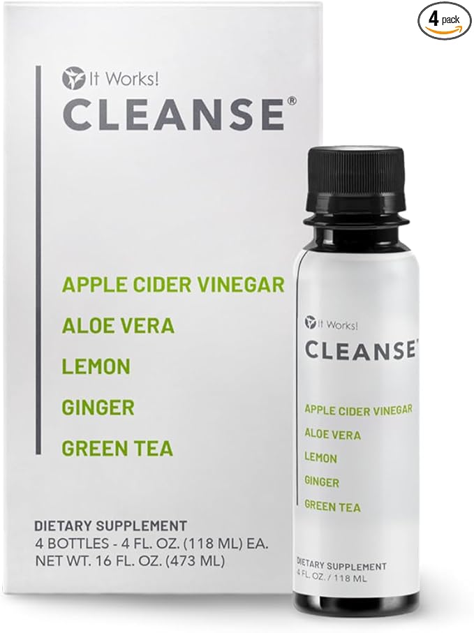 It Works! Cleanse - 4 Bottles (4 fl. oz. Each) - Gentle Plant-Based Nutrient Cleanse - Revitalize Digestive Health - Supports Liver Detox, Ideal Colon Cleanse, and Gut Cleanser for Men and Women