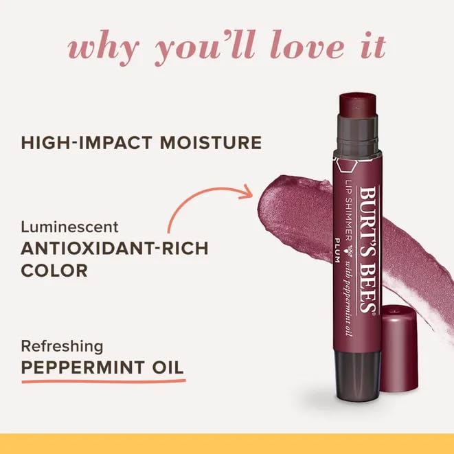 Lip Shimmer Shade, 100% Moisturizing Tinted Lip Balm, Bundled with Bonus Moofin Makeup Cleansing Cloth, Hydrating Beeswax & Fruit Oils, Lip Balm Shimmer, Clean Formula~ [Pack of 2]