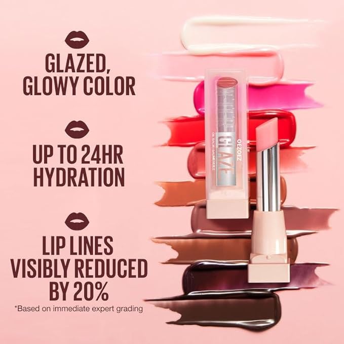 Hydrating Glaze Lip Balm, tinted Lip Balm with 24HRs of Smooth, Moisturizing Shine, Non-Sticky Shine with Hyaluronic Acid, Sheer Baby Pink (Rose Bite)