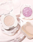2Pcs Glitter Shimmer Sparkle Eyeshadow Palette Makeup For Old Women, Light Brown&Silver Glitter Shimmer Metallic Holographic Multichrome Cream Iridescent Single Monochrome Eye Shadow Makeup