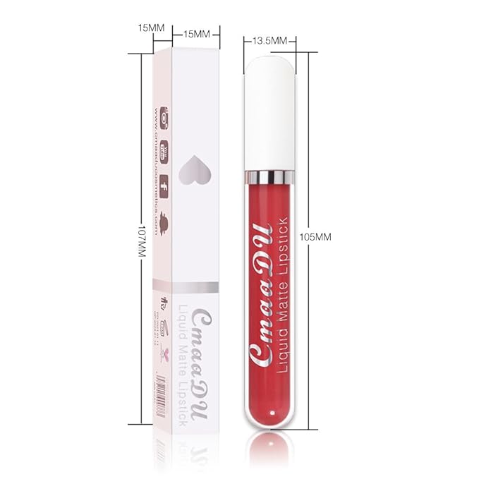 evpct 1Pcs Scarlet Red Liquid Matte Lipstick Lipgloss Set for Women, labiales mate 24 horas originales matte larga duracion 24 Hour Lipstick Lip Stains Long Lasting Waterproof 24, 05#