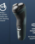 Philips Norelco Shaver 2600 Series, Wet and Dry Electric Shaver, Pop-up Trimmer, P-Cap, Travel Pouch, Dark Forest Green, Model X3052/91
