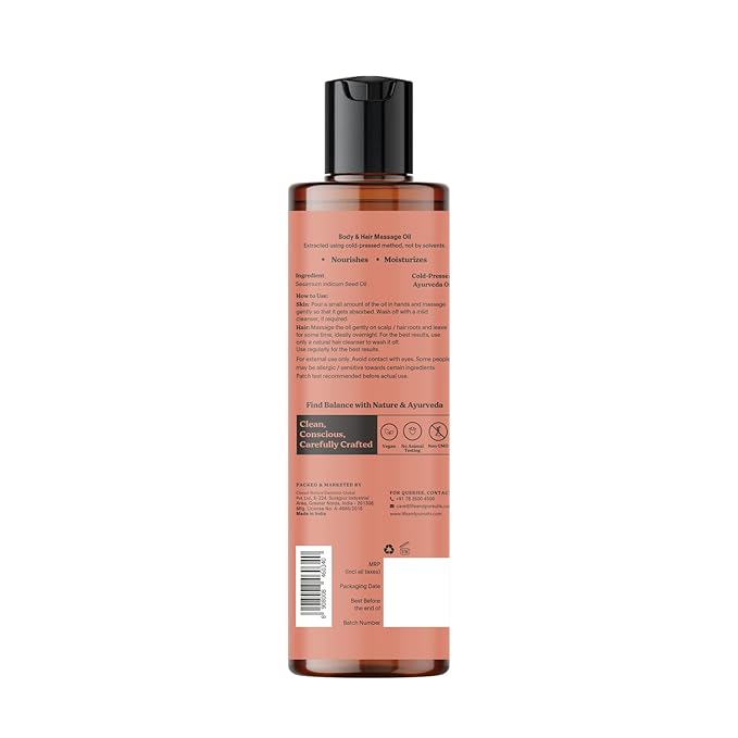 Life & Pursuits 100% Cold-Pressed Unrefined Sesame Oil - Nourishing Oil for Hair and Skin, Promotes Radiance, Moisture, and Healthy Growth for Men & Women (6.76 Fl Oz)