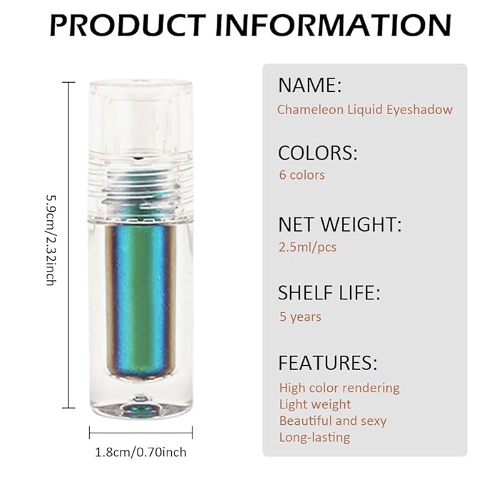 AMY'S DIARY Green Teal Duochrome MultiChrome Chameleon Liquid Metallic Eyeshadow, High-Impact Multi-Dimensional Finish,Green Silky Smooth and High Pigment Holographic Glitter Eyeshadow Makeup (#03)