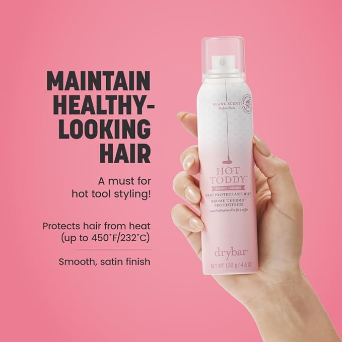 Drybar Hot Toddy Heat Protectant Mist Coconut Colada Scent - Full Size| Lightweight Heat Protectant for Hair protects from Heat & Styling with Curling, Straightening and Styling Irons